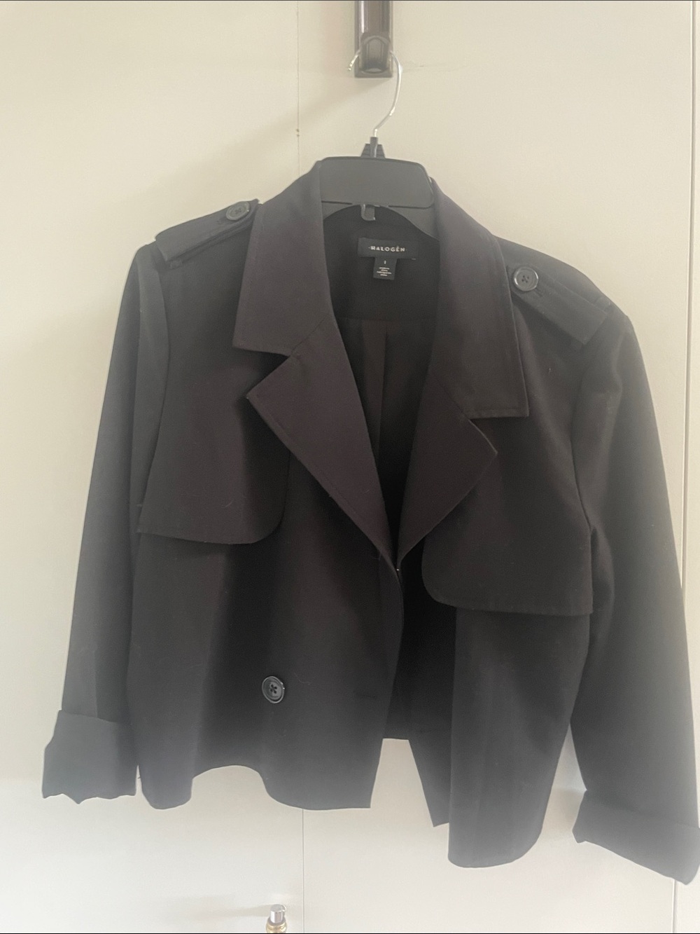 Halogen Black Short Trench Coat